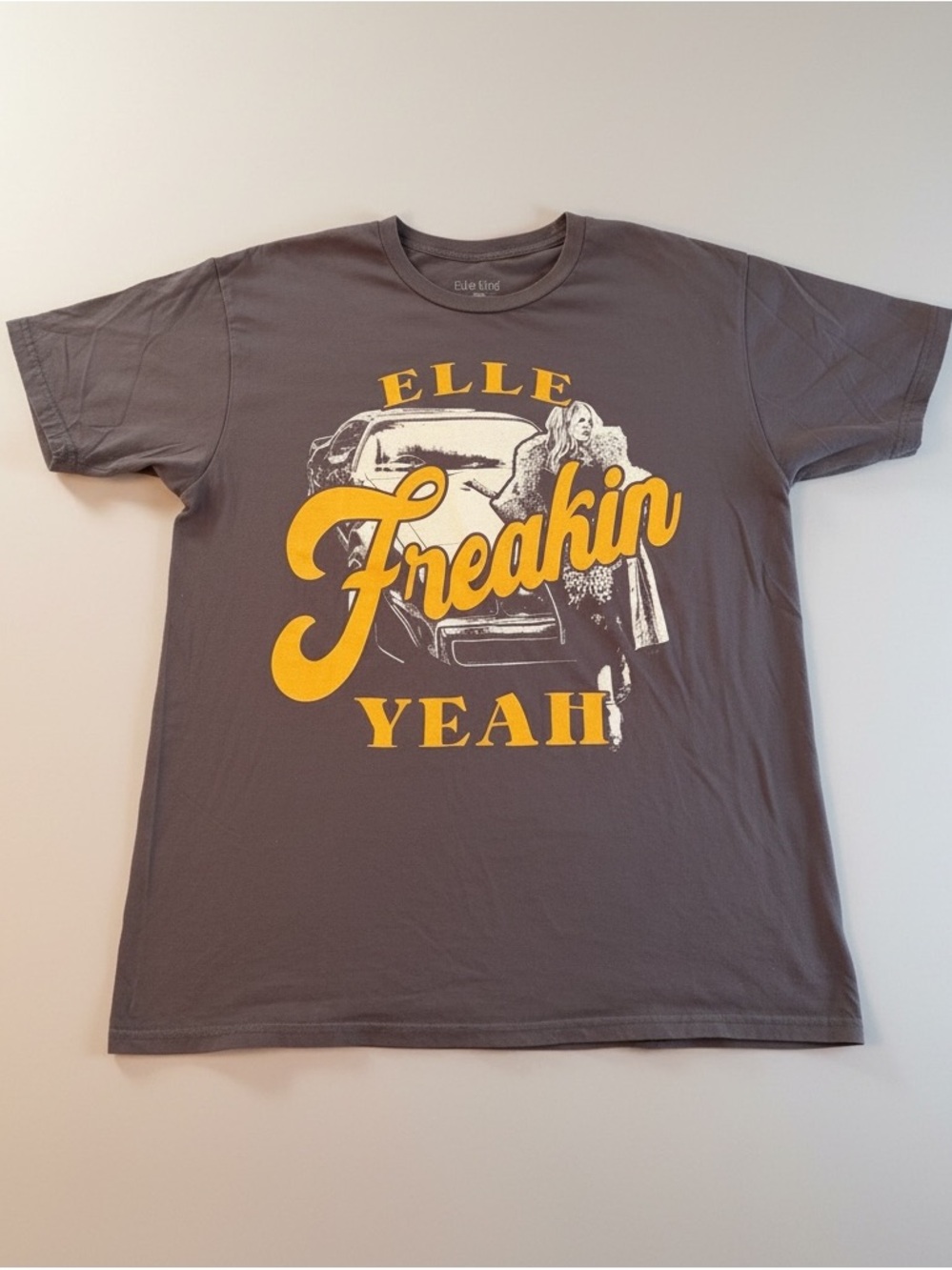 Elle Freakin Yeah Graphic Tee - Charcoal with Yellow Print